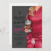 Pink Scrubs Nursing School Graduation Invitation (Devant / Derrière)