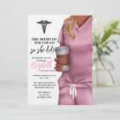 Pink Scrubs Nursing School Graduation Invitation (Debout devant)