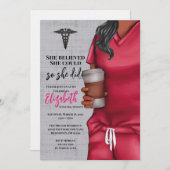 Pink Scrubs Nursing School Graduation Invitation (Devant / Derrière)