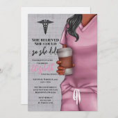 Pink Scrubs Nursing School Graduation Invitation (Devant / Derrière)