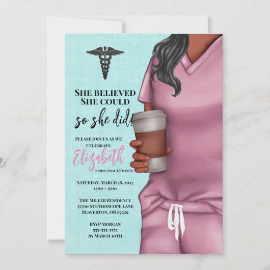 Pink Scrubs Nursing School Graduation Invitation (Devant)