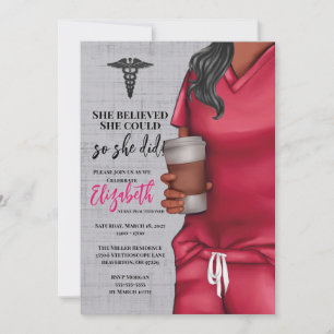 Pink Scrubs Verpleegkunde School Afstuderen Invita Kaart