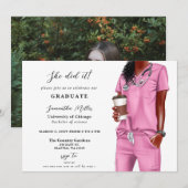 Pink scrubs verpleegster foto ze deed het Afstuder Kaart (Voorkant / Achterkant)