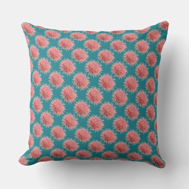 Pink Sea Urchins Pattern Buitenkussen (Voorkant)
