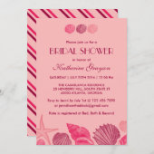 Pink Seashells Invitation for Summer Wedding Kaart (Voorkant / Achterkant)
