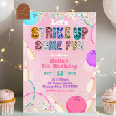 Pink Sequin Glitter Bowling Party Invitation