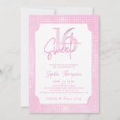 Pink Sequins Elegant Frame Calligraphy Sweet 16 Kaart (Voorkant)
