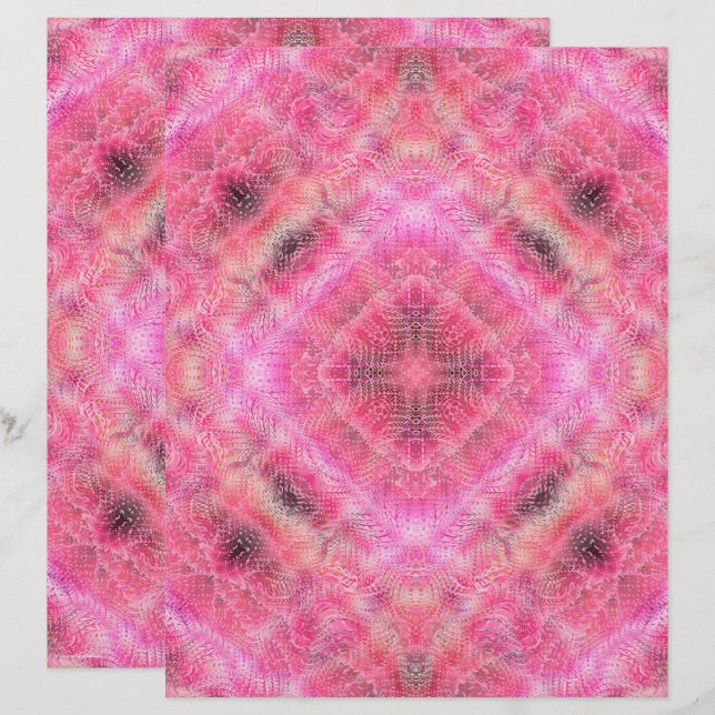 Pink Serene Garden Scrapbook Paper 2-Sided Page (Devant / Derrière)