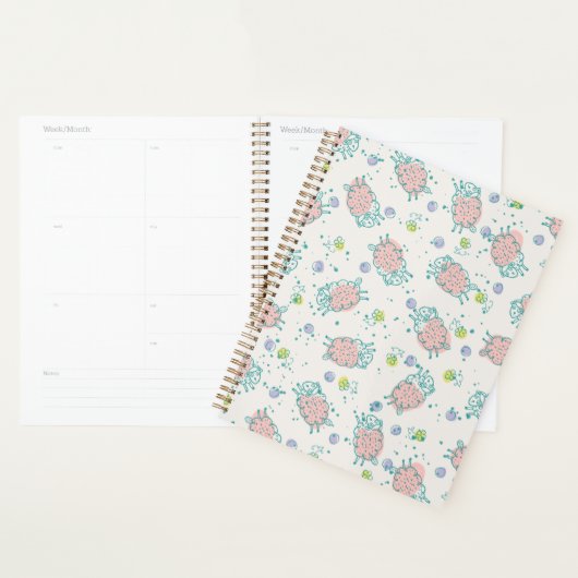 Pink Sheep with Flowers & Berries - Cute Pattern (Devant avec enveloppe)