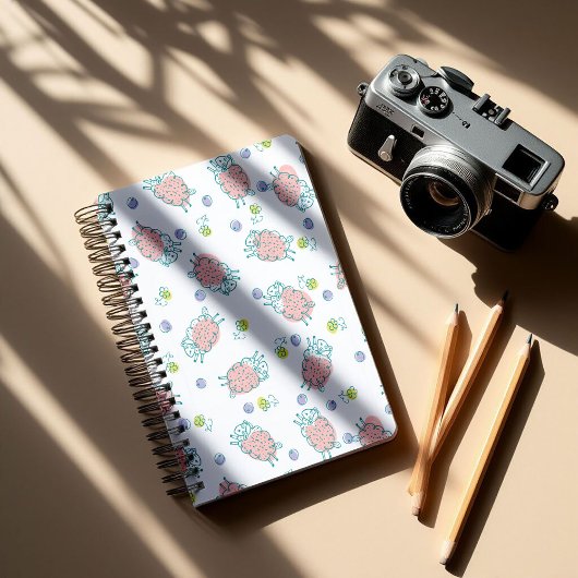 Pink Sheep with Flowers & Berries - Cute Pattern