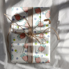 Pink Sheep with Flowers & Berries - Cute Pattern Inpakpapier Vel