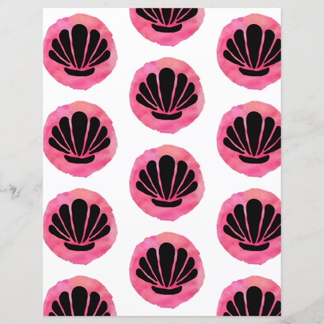Pink Shell Pattern Scrapbook Paper (Voorkant)