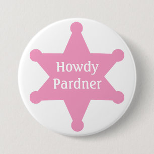 Pink Sheriff Badge aanpassen Ronde Button 7,6 Cm