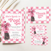 Pink She's Ready to Pop Baby Shower Invitation