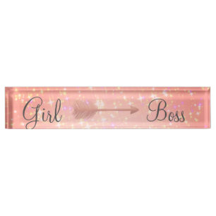 "Pink Shimmery Girl Boss Naambordje