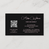 Pink Shiny Metallic Black Floral | QR Code  Visitekaartje (Achterkant)