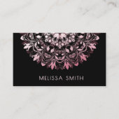  Pink Shiny Metallic Black Mandala Visitekaartje (Voorkant)