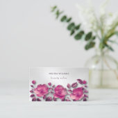 Pink Shiny Metallic Flower Silver Visitekaartje (Staand voorkant)