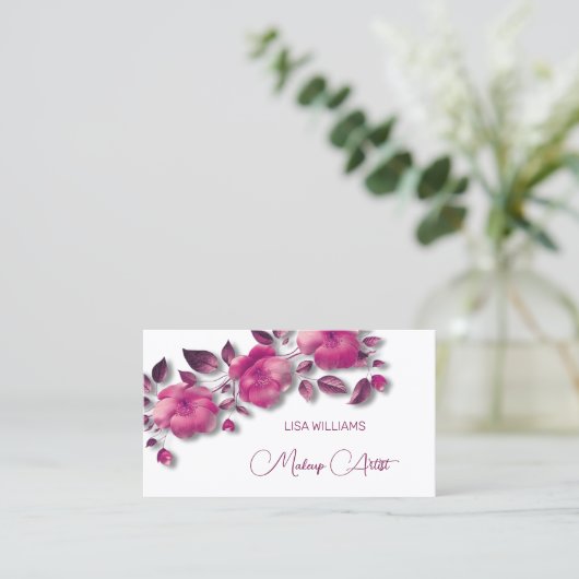 Pink Shiny Metallic Flower Visitekaartje (Staand voorkant)