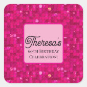 Pink Shiny Sequin Vierkante Sticker (Voorkant)