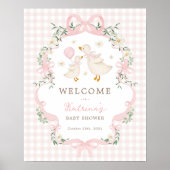 Pink Silly Goose Coquette Bow Baby Shower Welcome Poster (Voorkant)