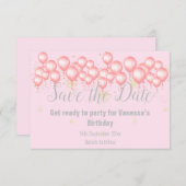 PINK SILVER BALLOON BEWAREN DE DATUM AANKONDIGING (Voorkant / Achterkant)