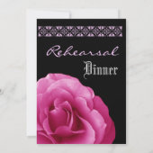 PINK SILVER BLACK Elegant Roos Rehearings Dinner Kaart (Achterkant)