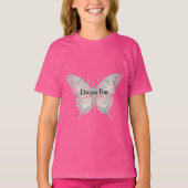 Pink Silver Butterfly Personalized T-shirt (Voorkant)