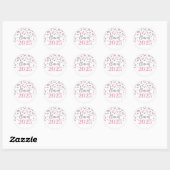 Pink Silver Confetti Afstuderen 2025 Ronde Sticker (Vel)