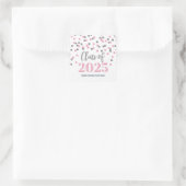 Pink Silver Confetti Afstuderen 2025 Vierkante Sticker (Tas)