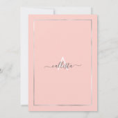 Pink Silver Diamond Confetti Glitter Afstuderen Kaart (Achterkant)