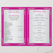 Pink, Silver Floral Hearts Wedding Programme (Achterkant)