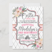Pink Silver Floral Princess Invitation Anniversair (Devant)