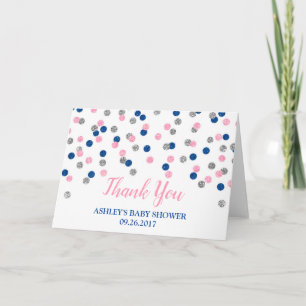 Pink Silver Gender Reveal Baby shower Bedankt