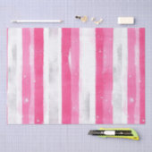 Pink Silver Glam Abstract Stripes Verjaardag Tissuepapier (Craft)