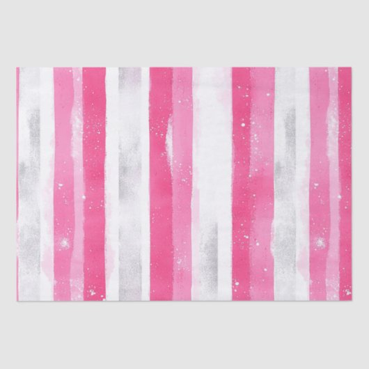 Pink Silver Glam Abstract Stripes Verjaardag Tissuepapier (Voorkant)