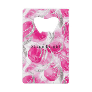 Pink Silver Glam Abstracte cirkels Kredietkaart Flessenopener