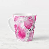 Pink Silver Glam Abstracte cirkels Latte Mok (Linkerhoek)