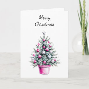 Pink Silver Glam Ornament kerstboom Kaart
