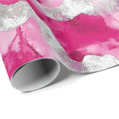 Pink Silver Glam Verjaardag Cadeaupapier (Rol Hoek)
