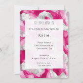 Pink Silver Glam Verjaardag Kaart (Voorkant)