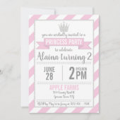 Pink Silver Glitter Princess Birthday Uitnodiging (Voorkant)