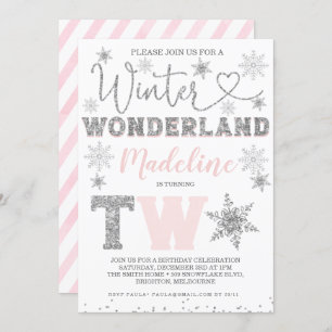 Pink Silver Glitter Winter Wonderland 2e verjaarda Kaart