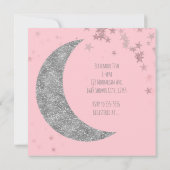 Pink & Silver Moon & Stars Baby Shower Invitations (Dos)