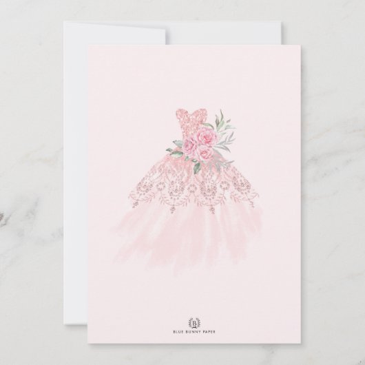 Pink Silver Rozen Princess Crown Quinceañera Kaart (Achterkant)