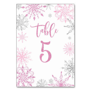 Pink Silver Snowflakes baby shower Vijf Kaart