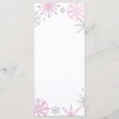 Pink Silver Snowflakes Elegant Baby shower Menu (Achterkant)