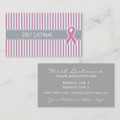 Pink & Silver Stripes cartes de visite personnalis (Devant / Derrière)