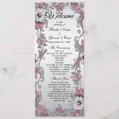 Pink Silver White Floral Wedding Programme (Devant)