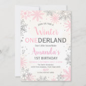 Pink Silver Winter ONEderland Birthday Invitation (Devant)
